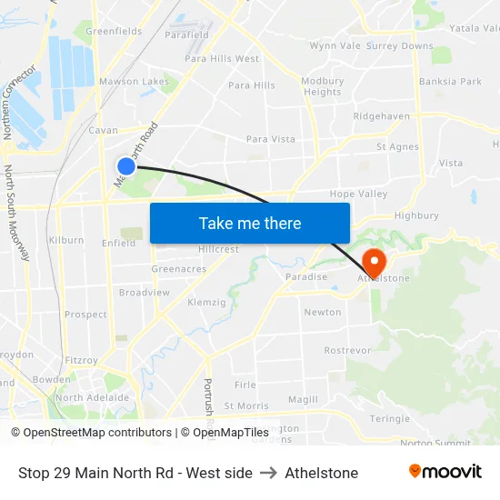 Stop 29 Main North Rd - West side to Athelstone map