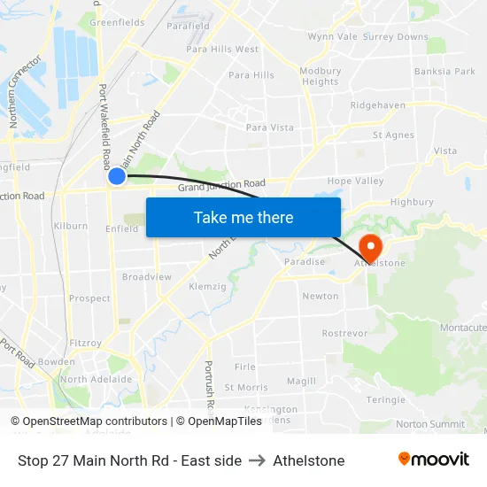 Stop 27 Main North Rd - East side to Athelstone map