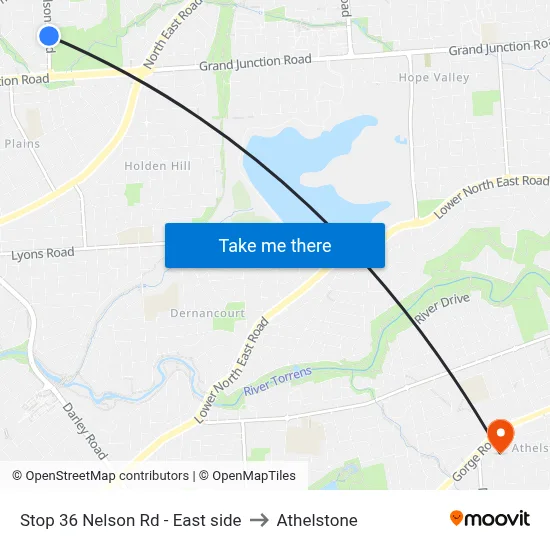 Stop 36 Nelson Rd - East side to Athelstone map
