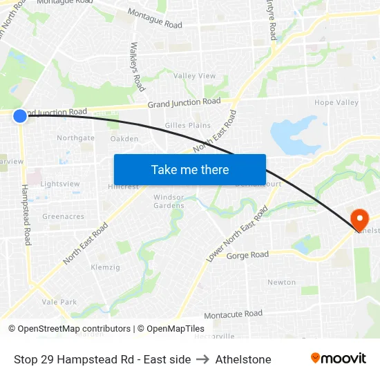 Stop 29 Hampstead Rd - East side to Athelstone map