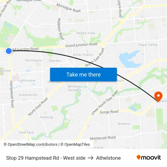 Stop 29 Hampstead Rd - West side to Athelstone map