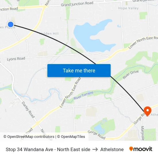 Stop 34 Wandana Ave - North East side to Athelstone map