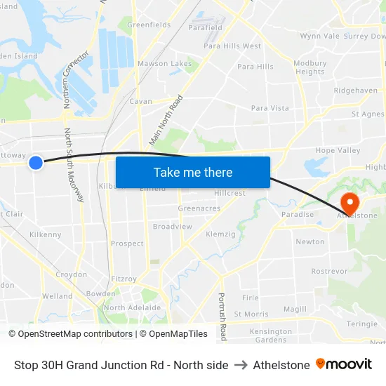 Stop 30H Grand Junction Rd - North side to Athelstone map