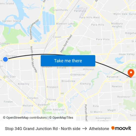 Stop 34G Grand Junction Rd - North side to Athelstone map