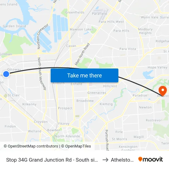 Stop 34G Grand Junction Rd - South side to Athelstone map