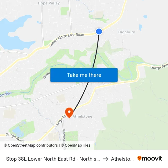 Stop 38L Lower North East Rd - North side to Athelstone map