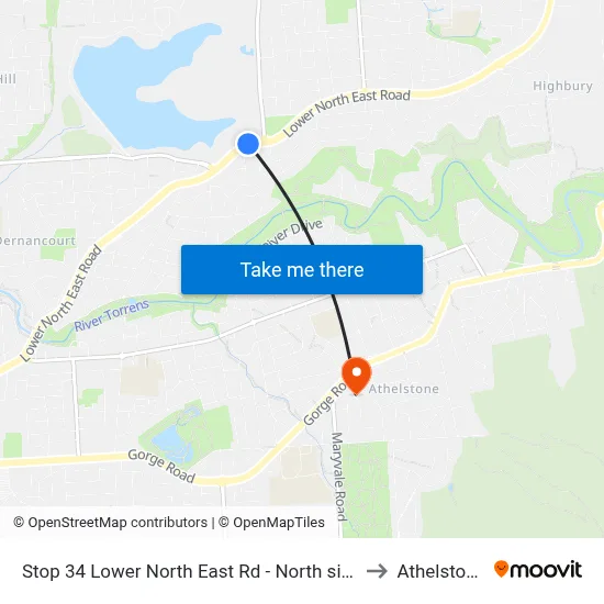 Stop 34 Lower North East Rd - North side to Athelstone map