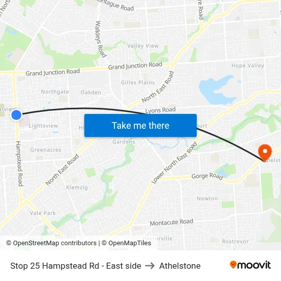 Stop 25 Hampstead Rd - East side to Athelstone map