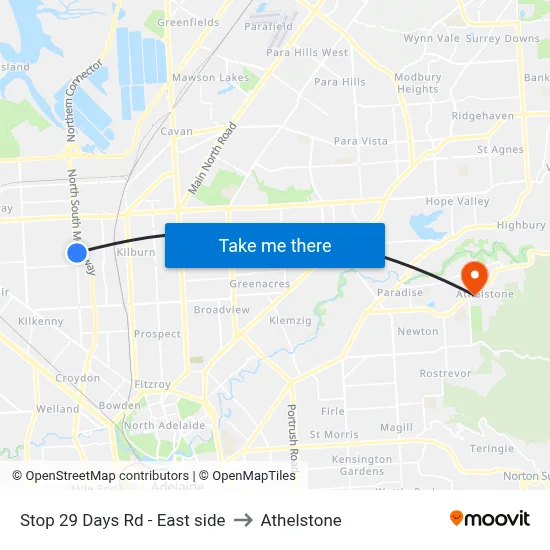 Stop 29 Days Rd - East side to Athelstone map