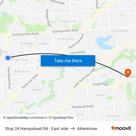 Stop 24 Hampstead Rd - East side to Athelstone map