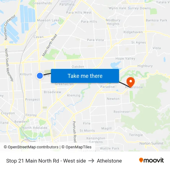 Stop 21 Main North Rd - West side to Athelstone map