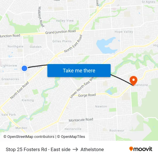 Stop 25 Fosters Rd - East side to Athelstone map