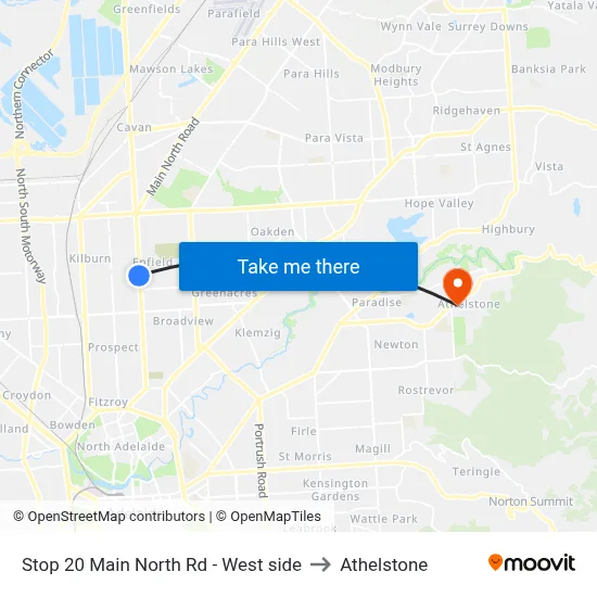 Stop 20 Main North Rd - West side to Athelstone map