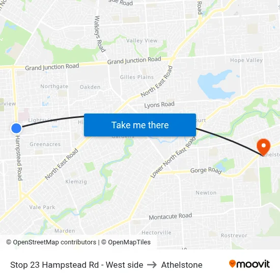 Stop 23 Hampstead Rd - West side to Athelstone map
