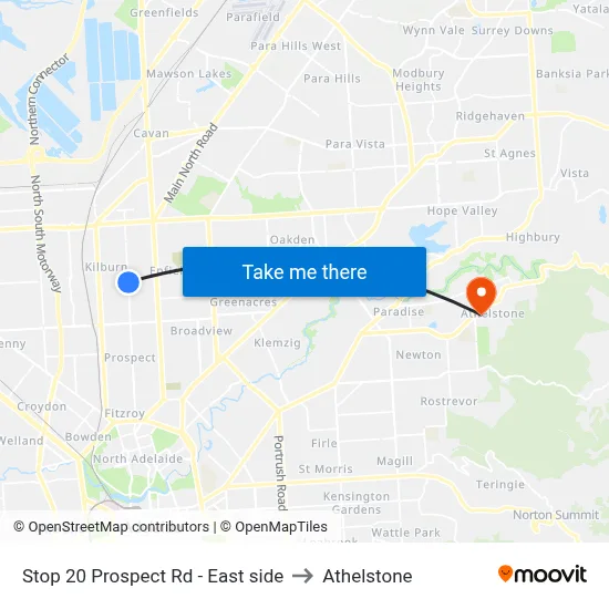 Stop 20 Prospect Rd - East side to Athelstone map