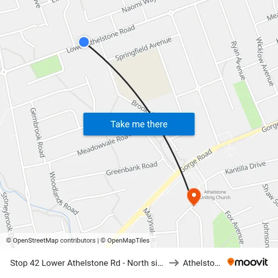 Stop 42 Lower Athelstone Rd - North side to Athelstone map