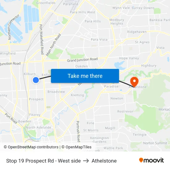 Stop 19 Prospect Rd - West side to Athelstone map