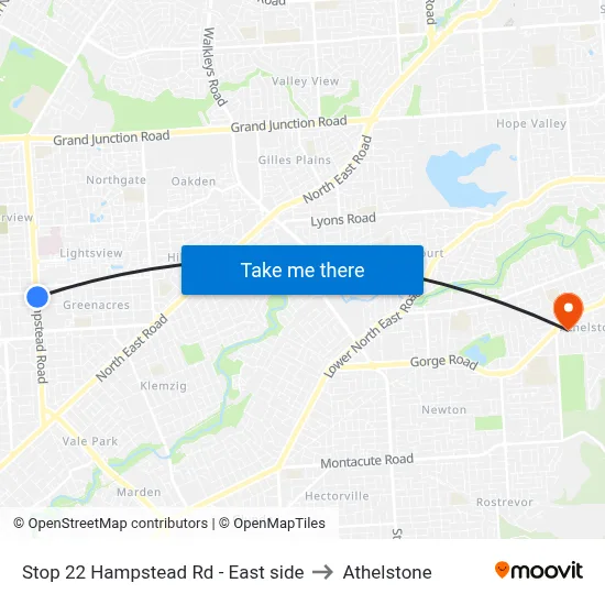 Stop 22 Hampstead Rd - East side to Athelstone map