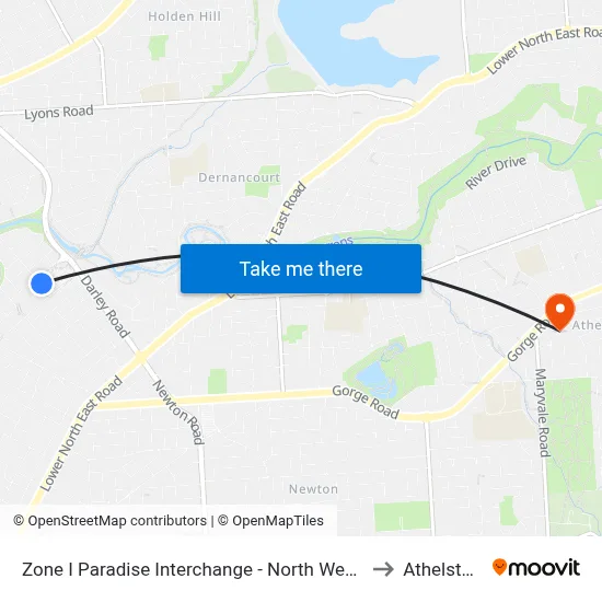 Zone I Paradise Interchange - North West side to Athelstone map