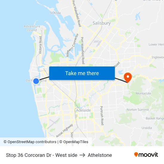 Stop 36 Corcoran Dr - West side to Athelstone map