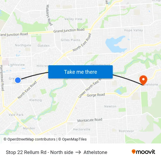 Stop 22 Rellum Rd - North side to Athelstone map