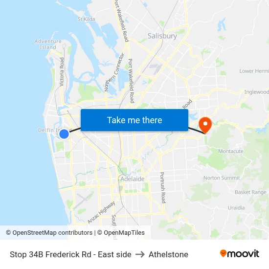 Stop 34B Frederick Rd - East side to Athelstone map