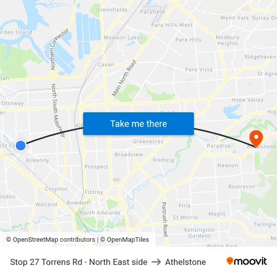 Stop 27 Torrens Rd - North East side to Athelstone map