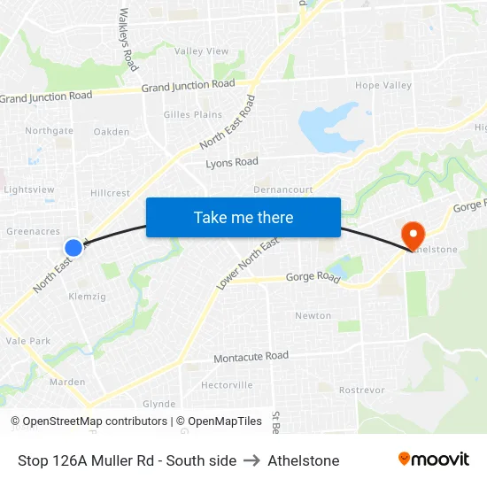 Stop 126A Muller Rd - South side to Athelstone map
