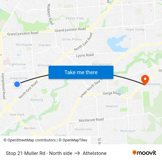 Stop 21 Muller Rd - North side to Athelstone map