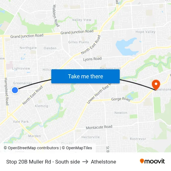 Stop 20B Muller Rd - South side to Athelstone map