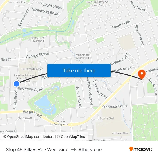 Stop 48 Silkes Rd - West side to Athelstone map