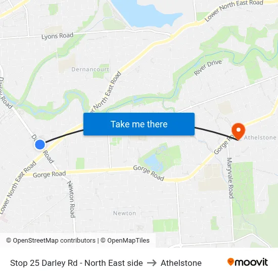 Stop 25 Darley Rd - North East side to Athelstone map