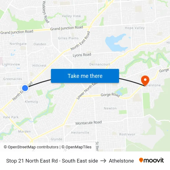 Stop 21 North East Rd - South East side to Athelstone map