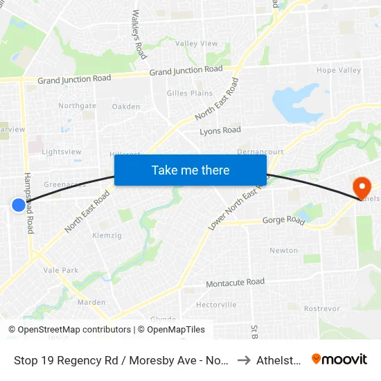 Stop 19 Regency Rd / Moresby Ave - North side to Athelstone map