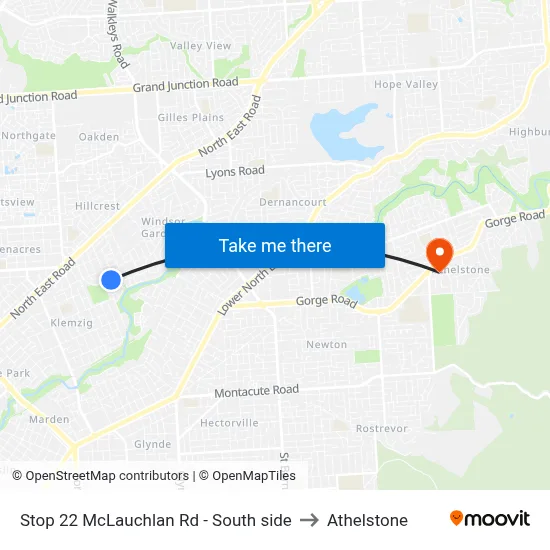 Stop 22 McLauchlan Rd - South side to Athelstone map