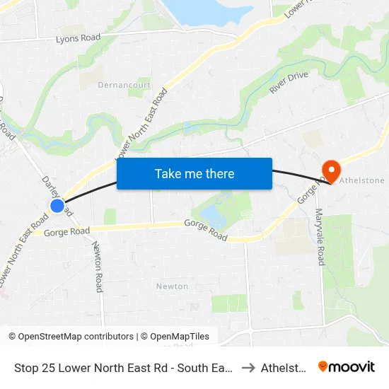 Stop 25 Lower North East Rd - South East side to Athelstone map