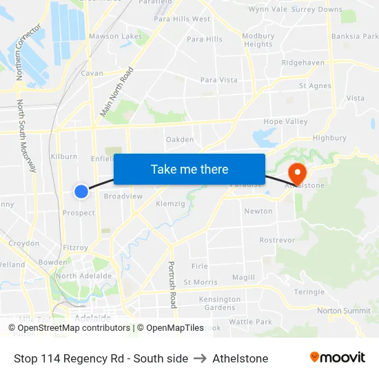 Stop 114 Regency Rd - South side to Athelstone map