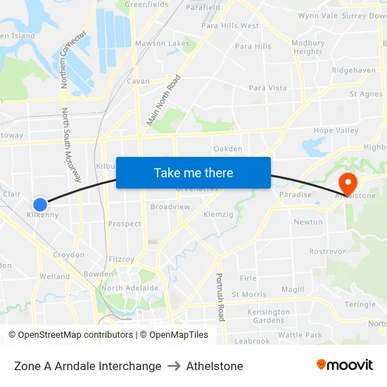 Zone A Arndale Interchange to Athelstone map