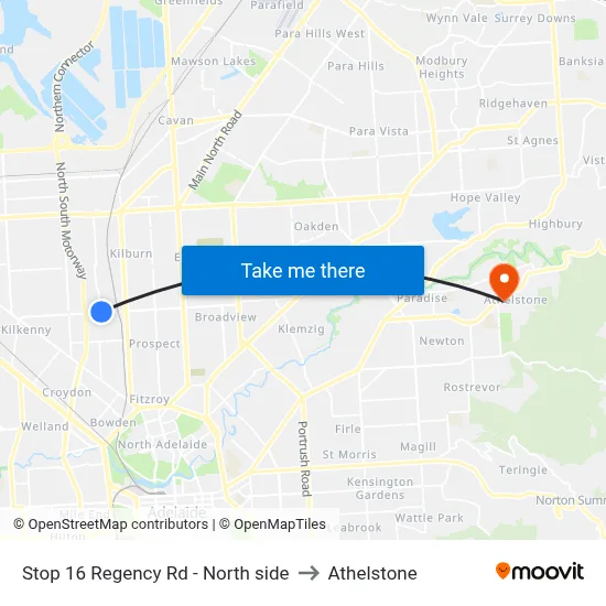 Stop 16 Regency Rd - North side to Athelstone map