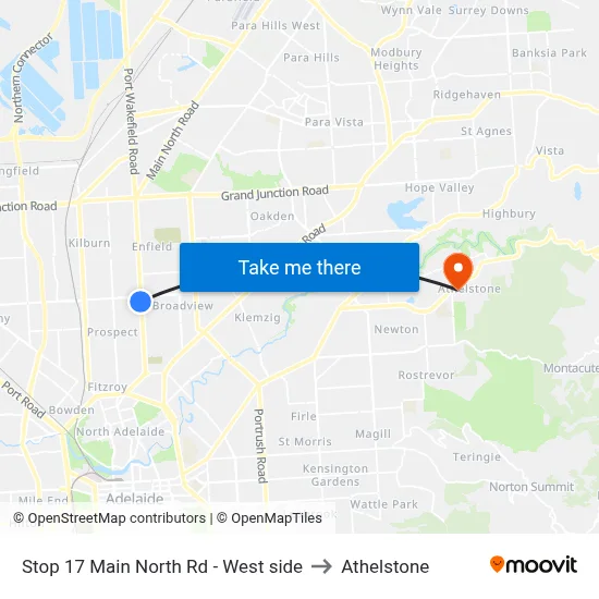 Stop 17 Main North Rd - West side to Athelstone map