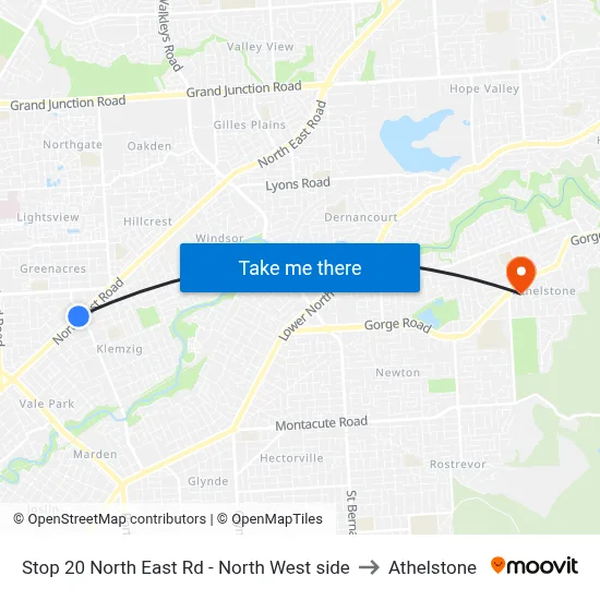 Stop 20 North East Rd - North West side to Athelstone map