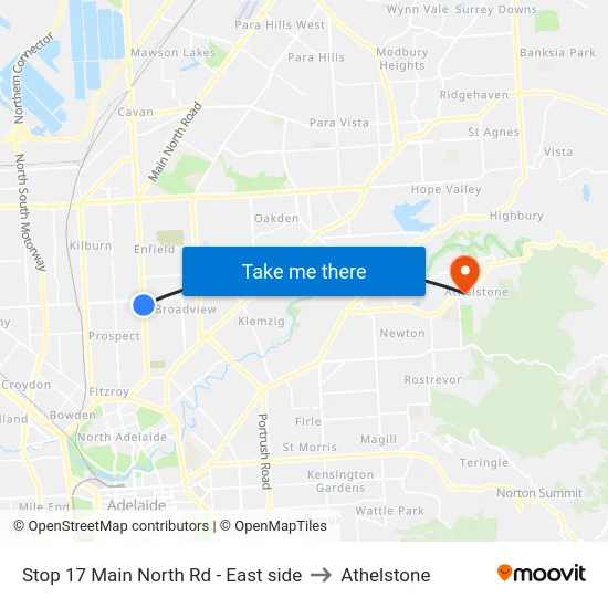 Stop 17 Main North Rd - East side to Athelstone map
