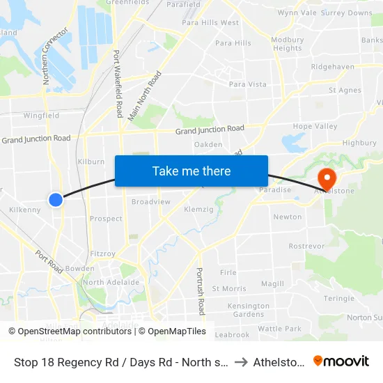 Stop 18 Regency Rd / Days Rd - North side to Athelstone map