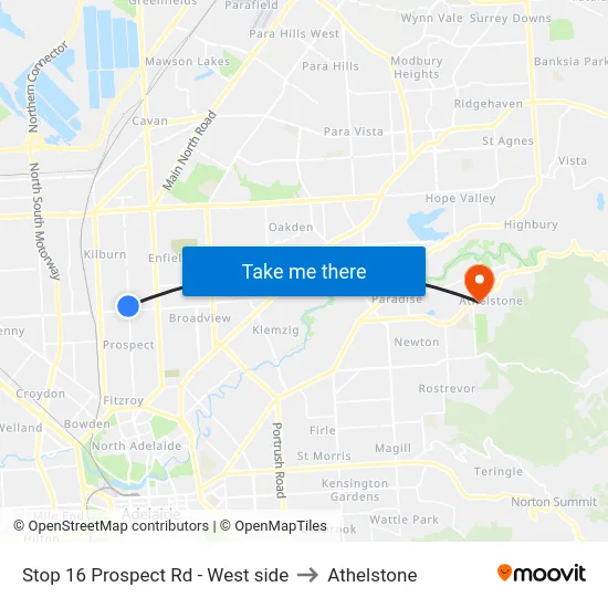 Stop 16 Prospect Rd - West side to Athelstone map