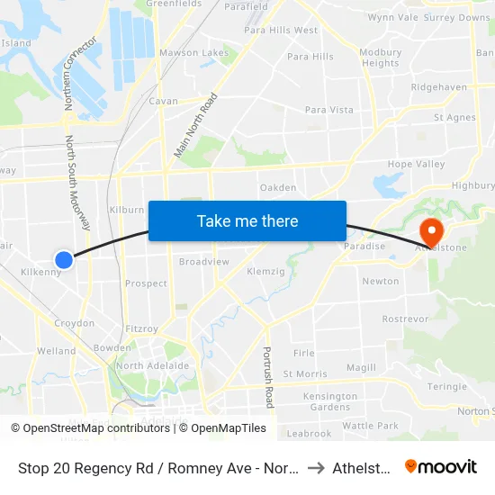 Stop 20 Regency Rd / Romney Ave - North side to Athelstone map