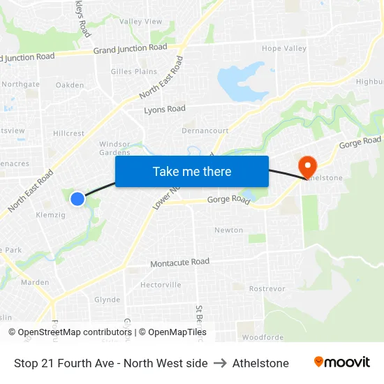 Stop 21 Fourth Ave - North West side to Athelstone map