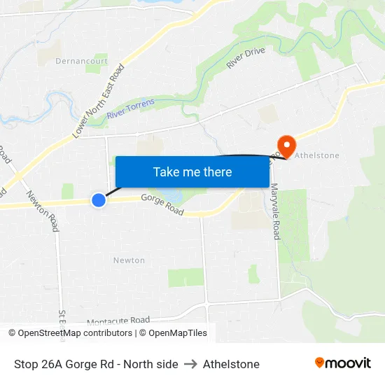 Stop 26A Gorge Rd - North side to Athelstone map