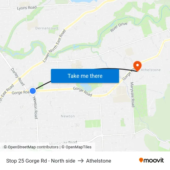 Stop 25 Gorge Rd - North side to Athelstone map