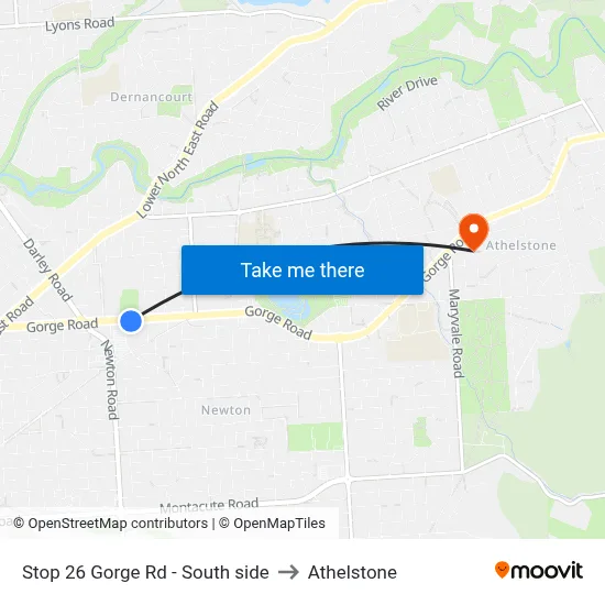 Stop 26 Gorge Rd - South side to Athelstone map