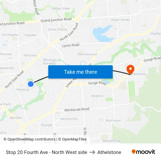 Stop 20 Fourth Ave - North West side to Athelstone map